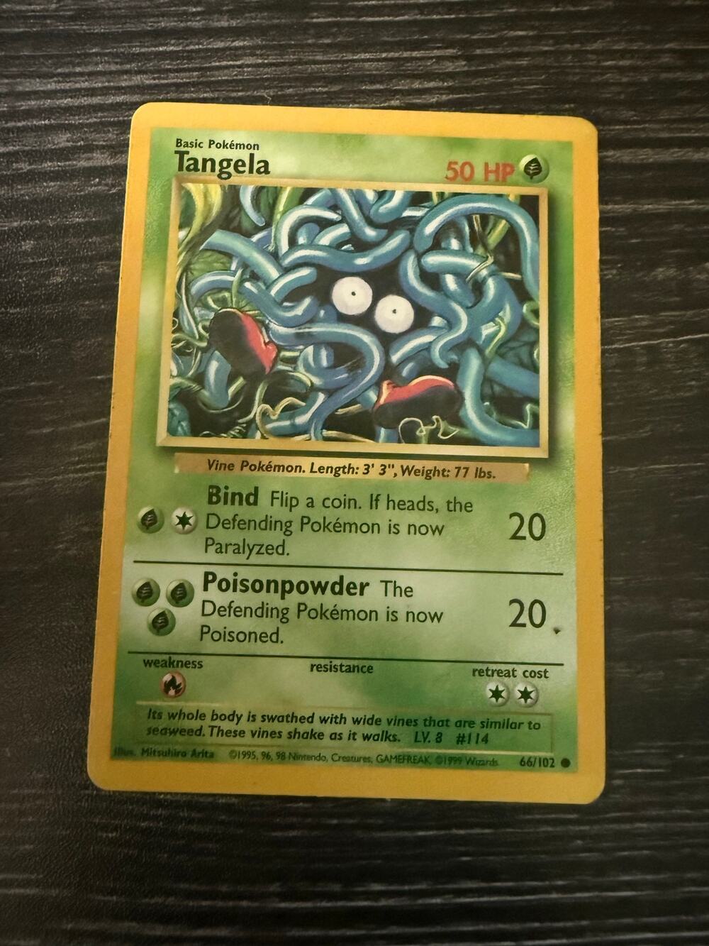 Vintage 1999 Pokémon Base Set Tangela 66/102 Common Card